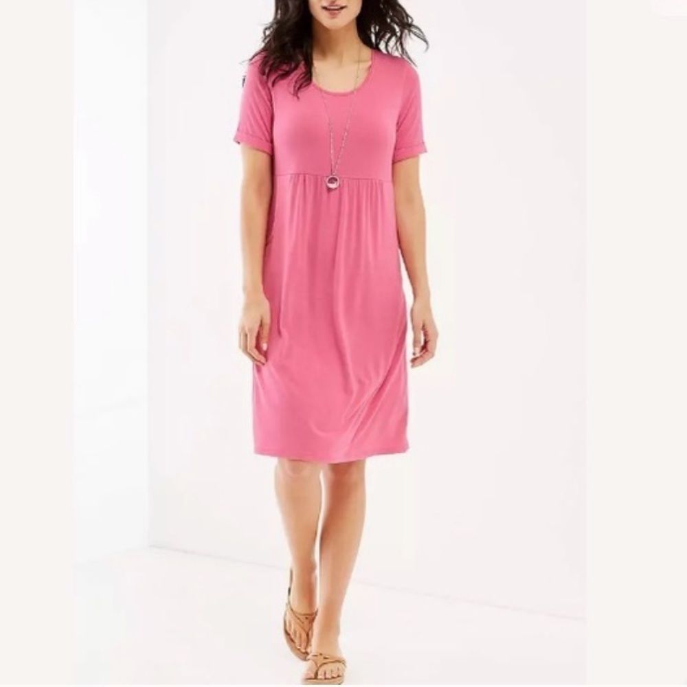 J. Jill Pink Short Sleeve T-shirt Dress